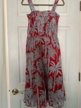 Talbots Red Petite Sundress with Tropical Trim